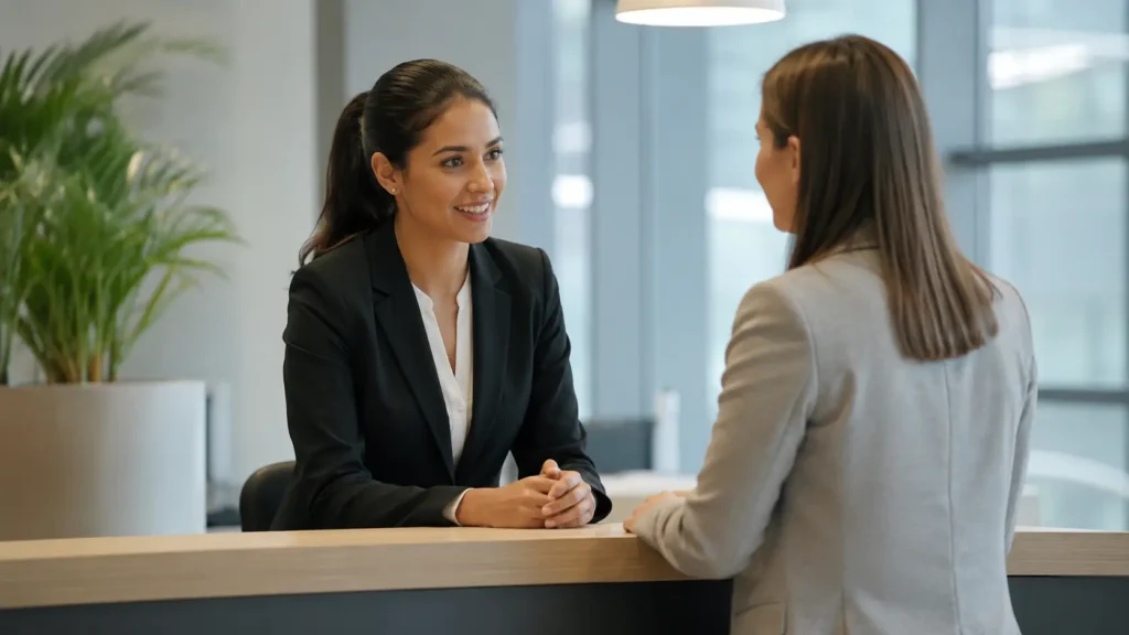 Conversation professionnelle à l’accueil