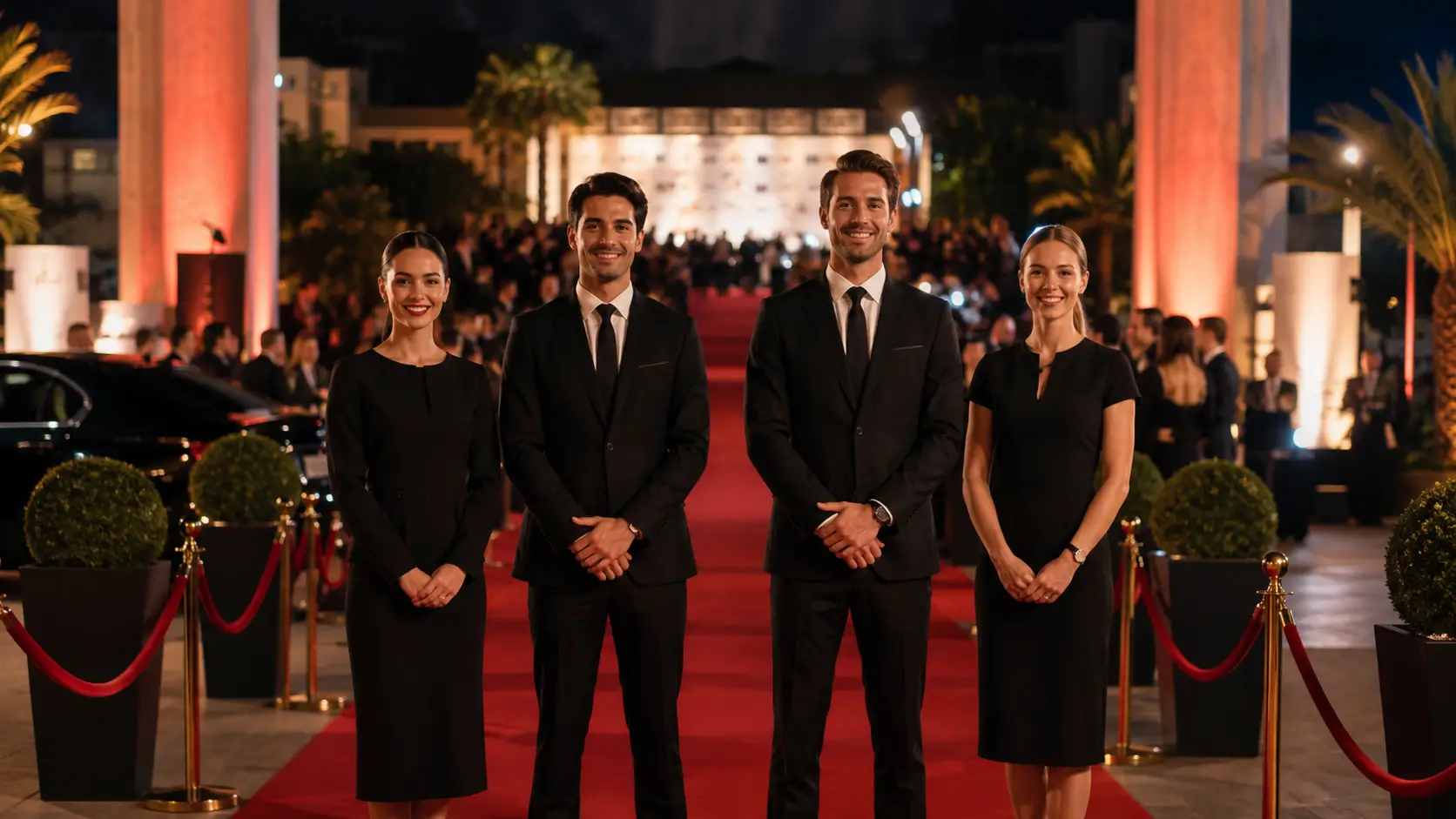 Hôtes du tapis rouge à l’entrée de gala