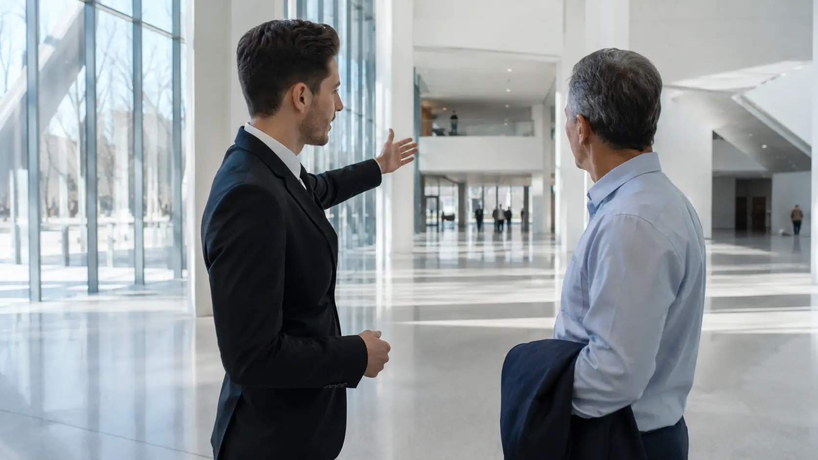 Visite guidée dans un atrium moderne